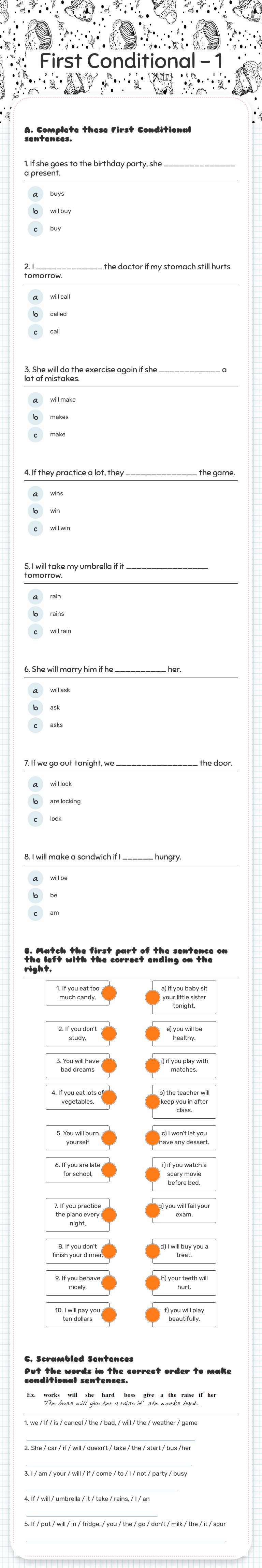 First Conditional - 1 worksheet preview image