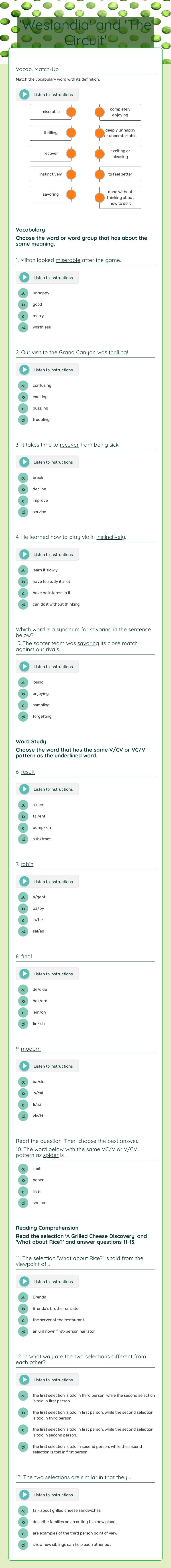 'Weslandia' and 'The Circuit' worksheet preview image