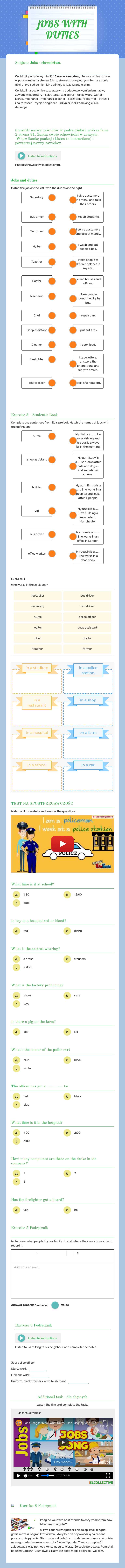 jOBS WITH DUTIES worksheet preview image