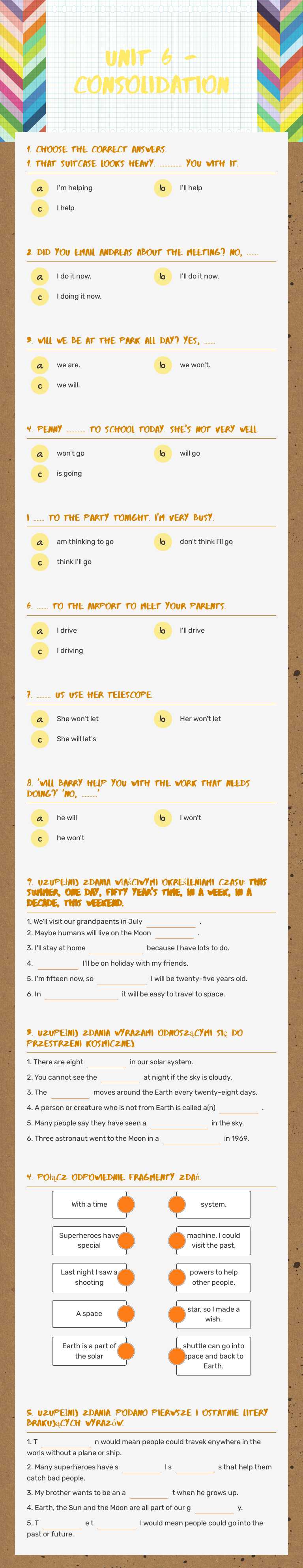 Unit 6 - consolidation worksheet preview image