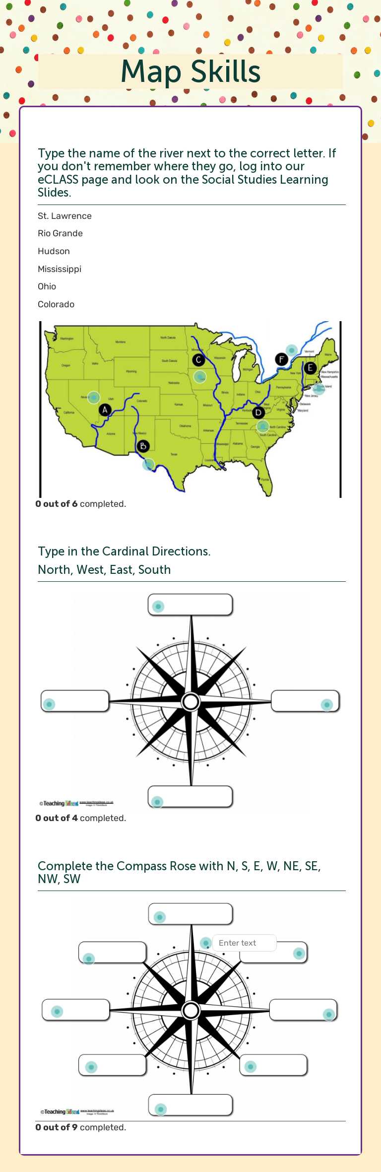 Map Skills worksheet preview image