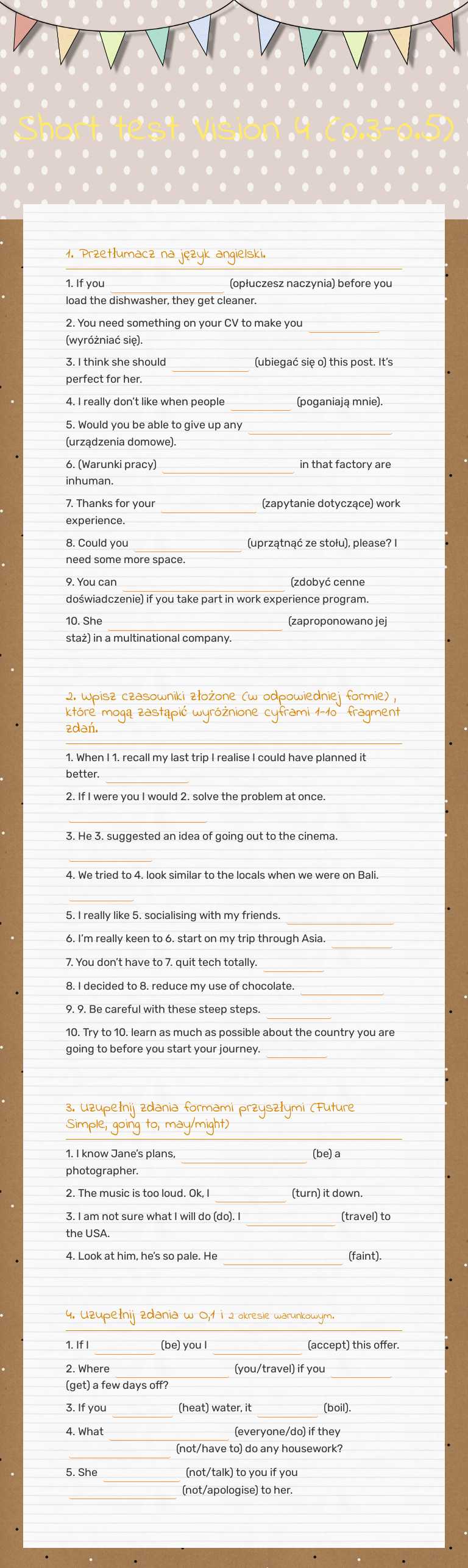 Short test Vision 4 (0.3-0.5) worksheet preview image