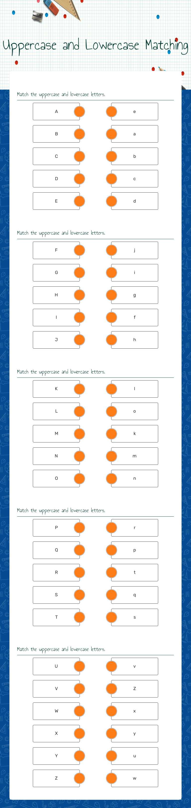 Uppercase and Lowercase Matching Preschool worksheet preview