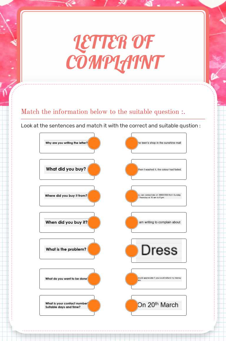 Letter of complaint worksheet preview