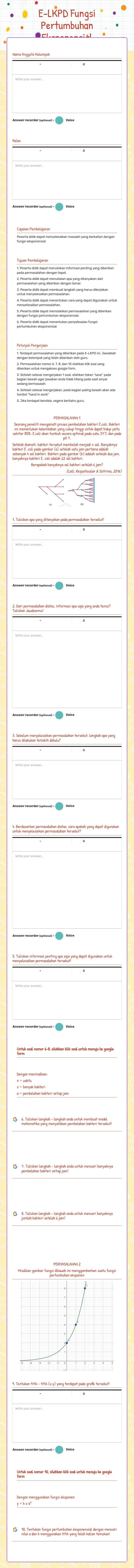 E-LKPD Fungsi Pertumbuhan Eksponensial worksheet preview image