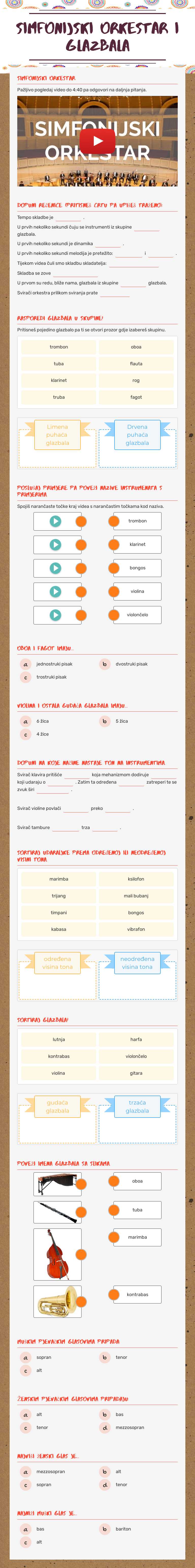 Simfonijski orkestar i glazbala Other worksheet preview