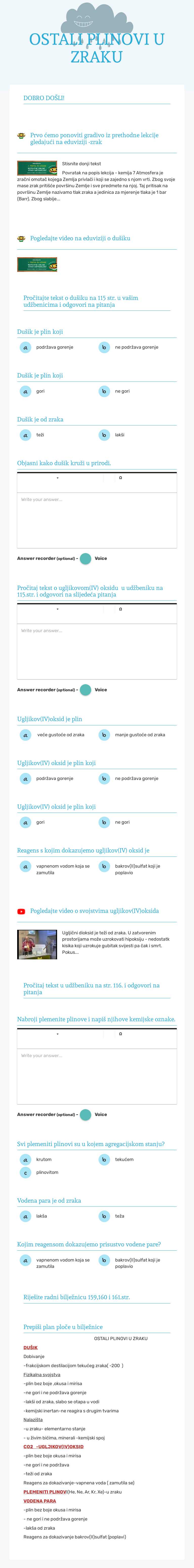 OSTALI PLINOVI U ZRAKU worksheet preview image