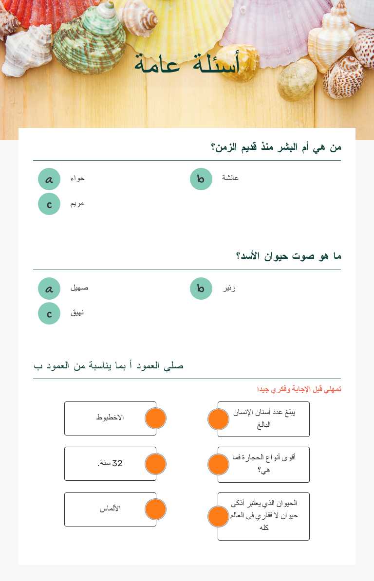 أسئلة عامة worksheet preview image