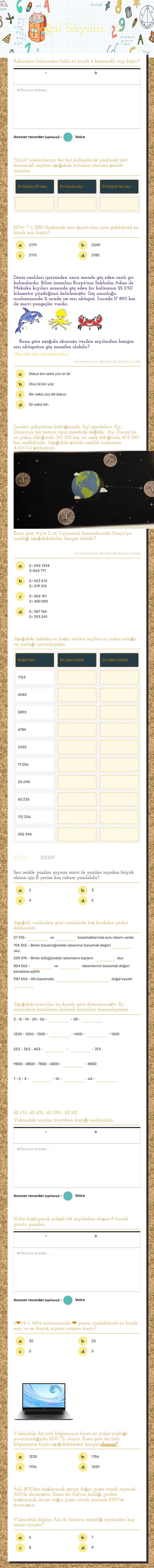 Doğal Sayılar - 2 Grade 4 worksheet preview