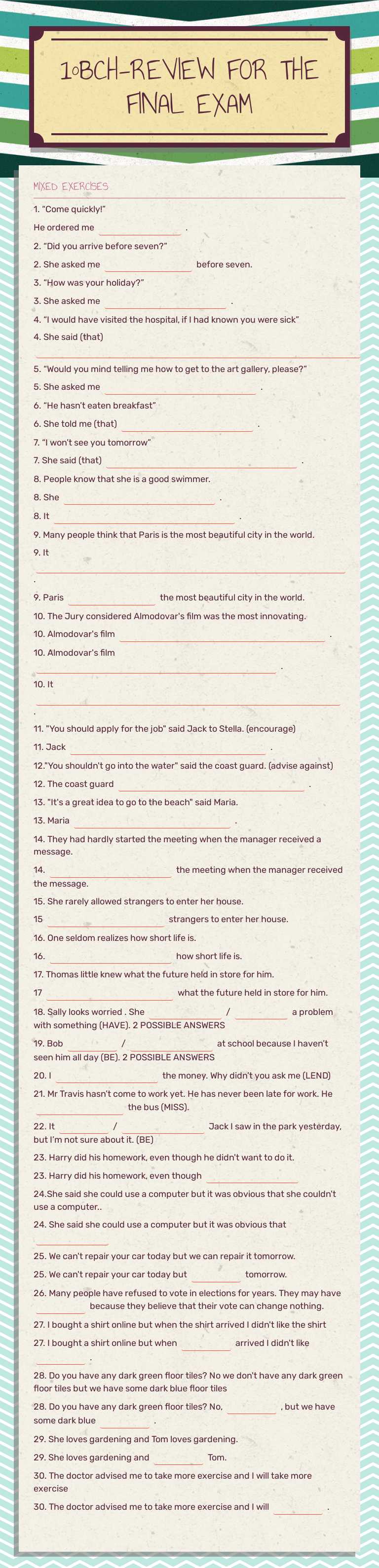 1ºBCH-REVIEW FOR THE FINAL EXAM worksheet preview image