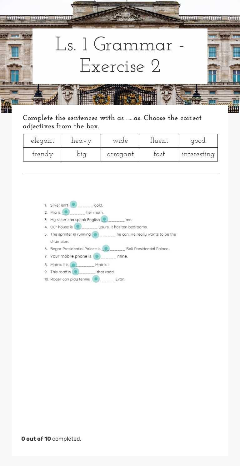 Ls. 1 Grammar - Exercise 2 worksheet preview image
