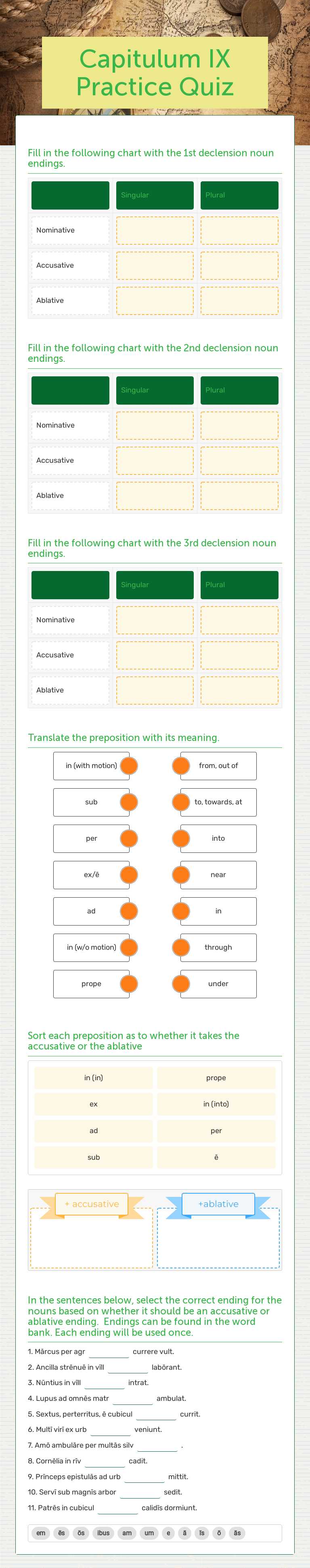 Capitulum IX Practice Quiz worksheet preview image
