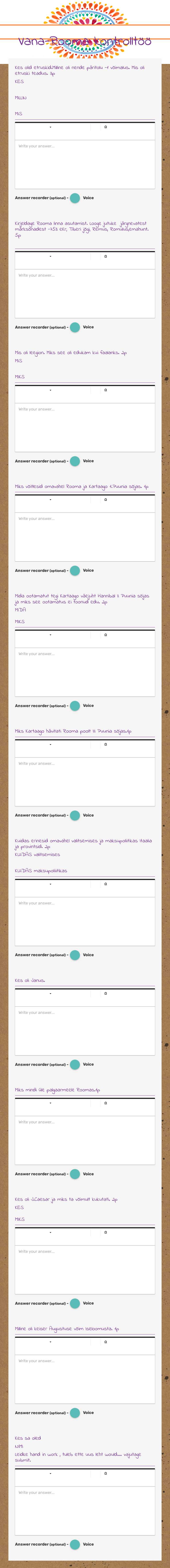 Vana-Rooma kontrolltöö Grade 6 worksheet preview