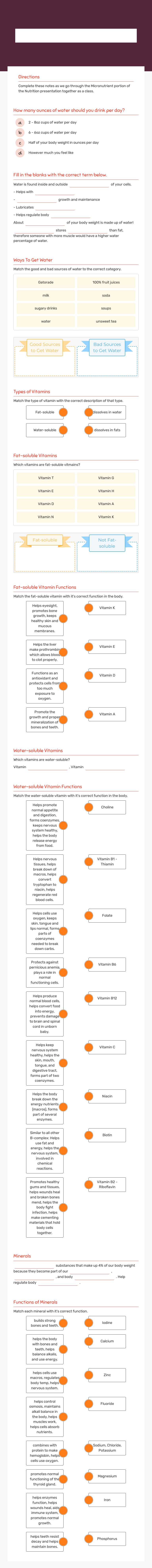 G11 AHS- MICRONUTRIENTS Grade 10 worksheet preview