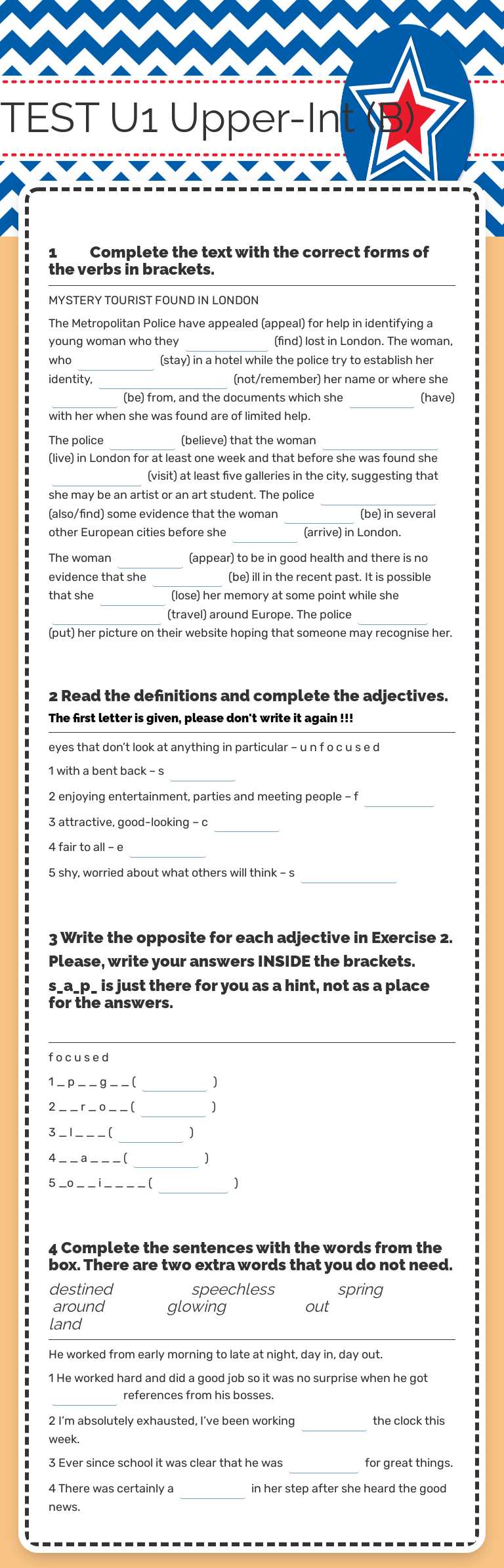 TEST U1 Upper-Int (B) worksheet preview image