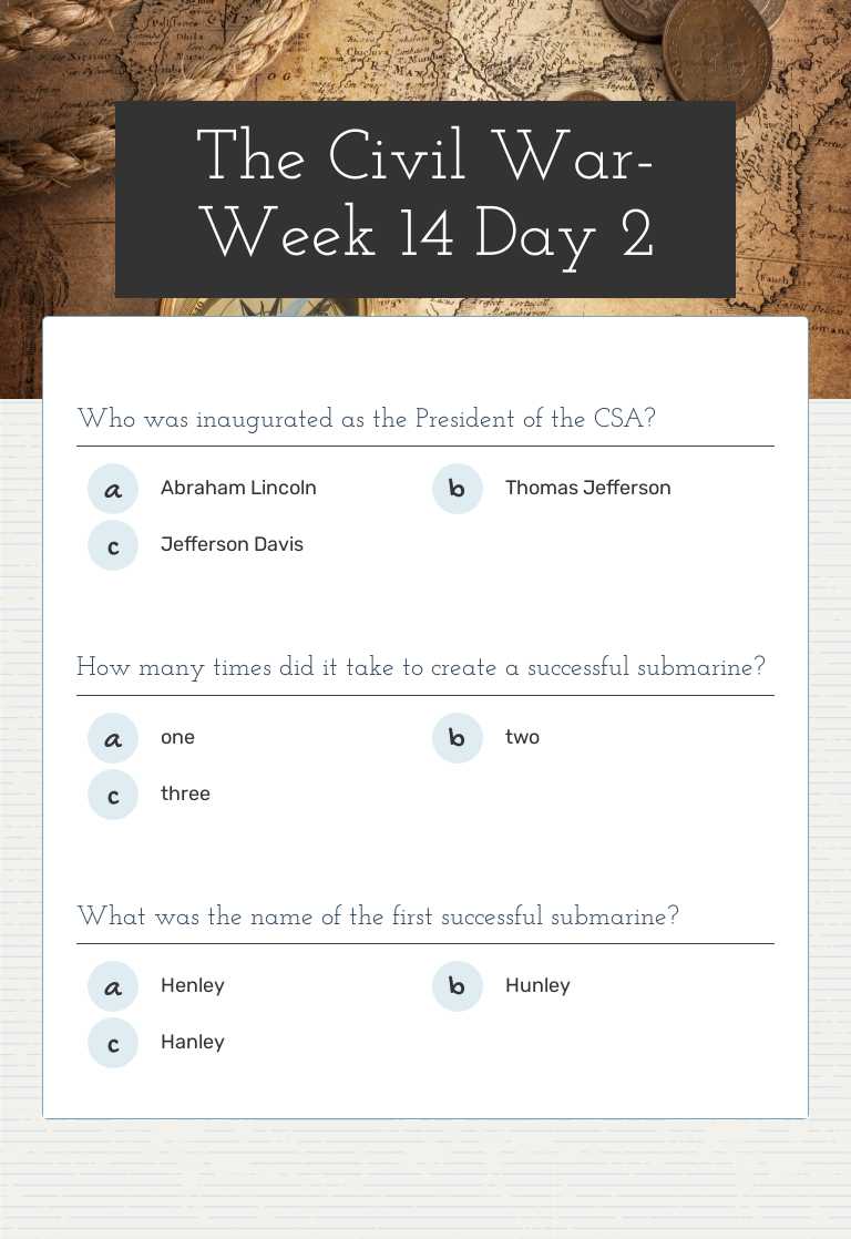 The Civil War- Week 14 Day 2 worksheet preview image