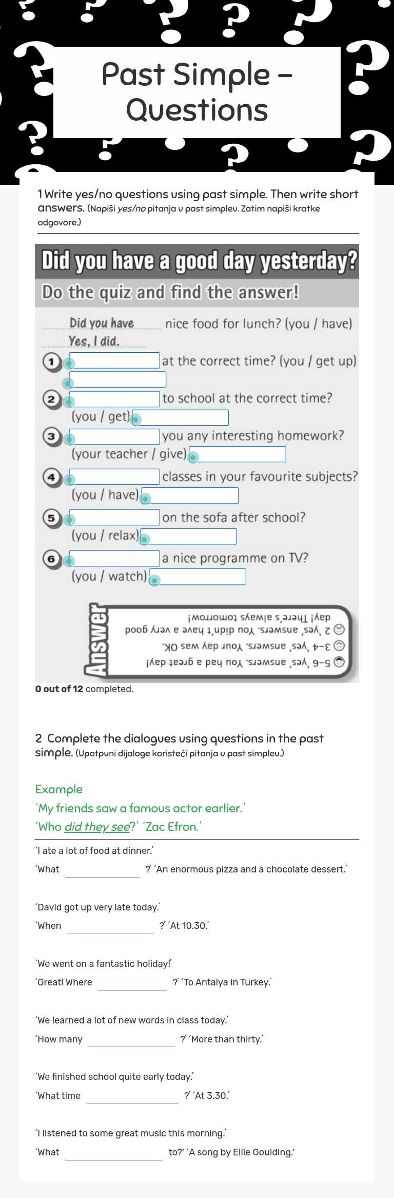 Past Simple - Questions worksheet preview image