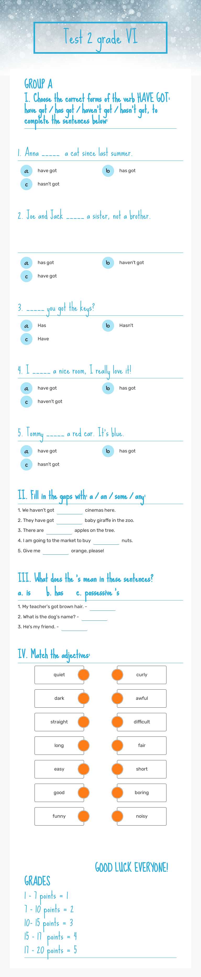 Test 2      
grade VI worksheet preview image