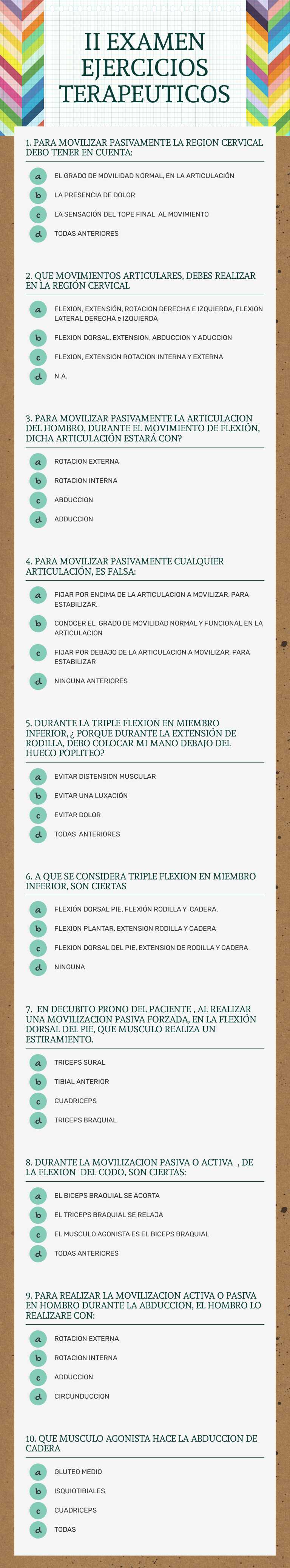 II EXAMEN EJERCICIOS TERAPEUTICOS Grade 2 worksheet preview
