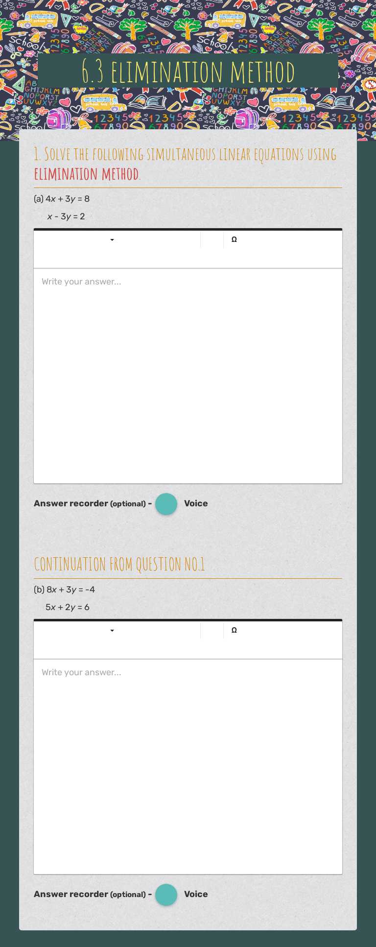6.3 elimination method worksheet preview image