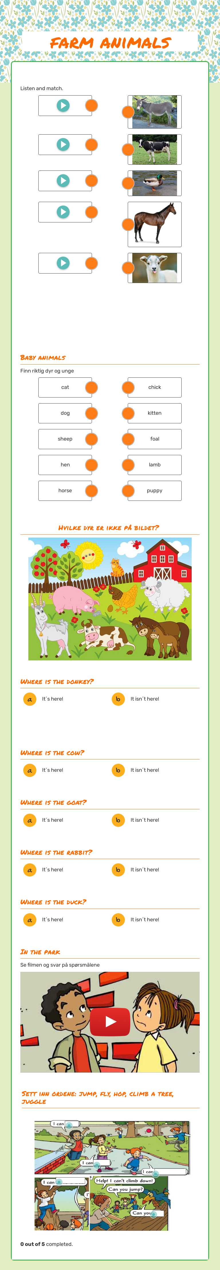 farm animals worksheet preview image