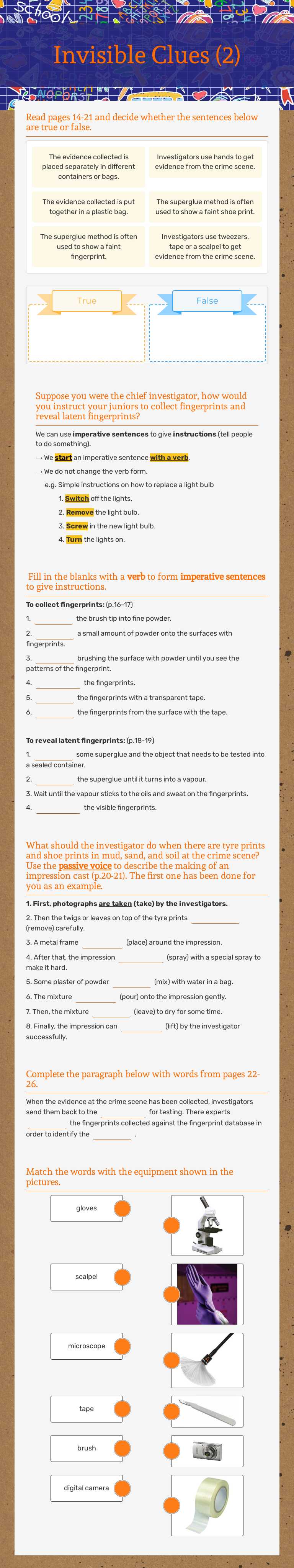 Invisible Clues (2) Grade 9 worksheet preview