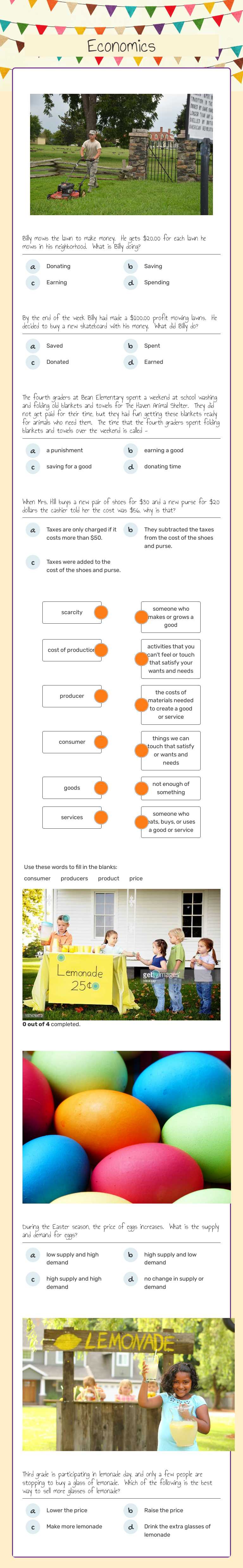 Economics worksheet preview image