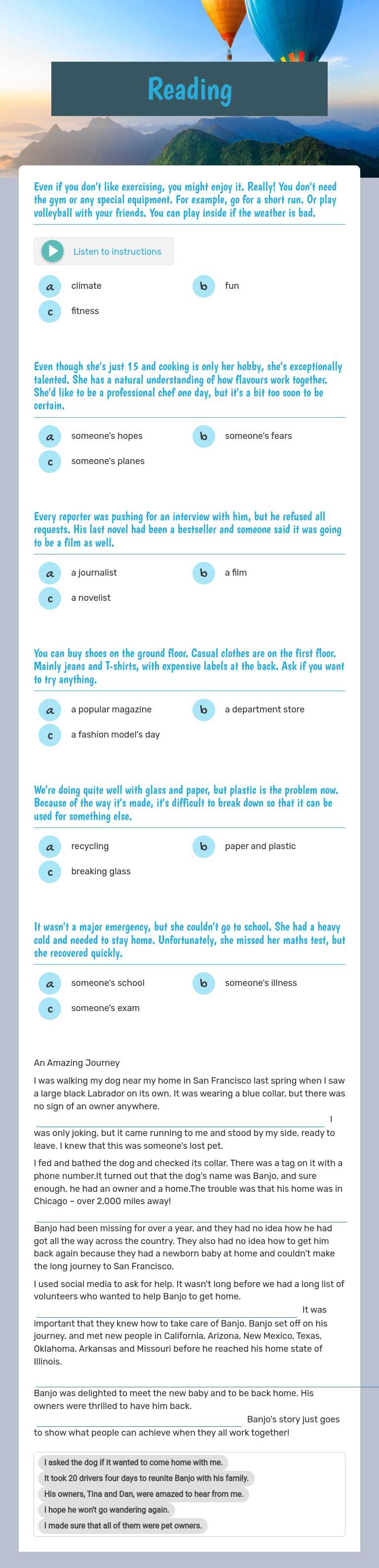Reading worksheet preview image