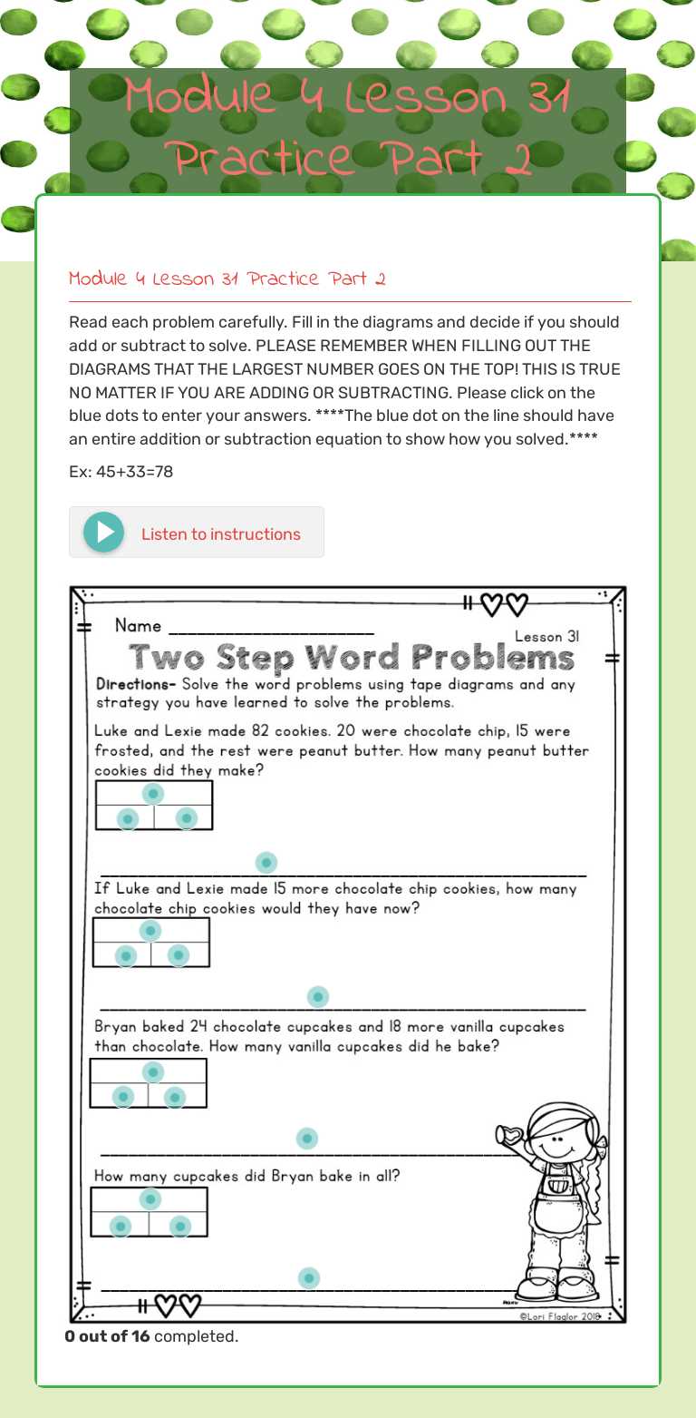 Module 4 Lesson 31 Practice Part 2 worksheet preview image