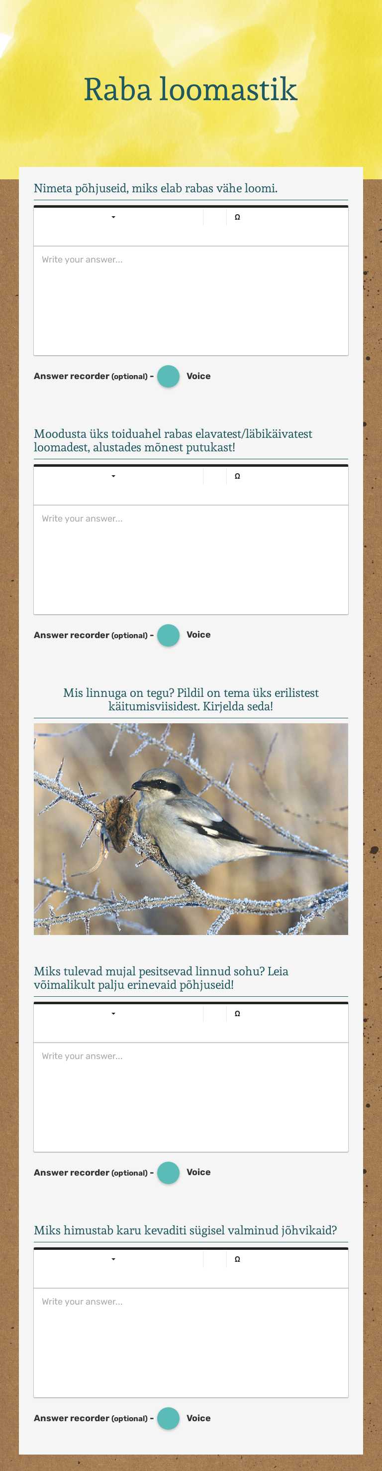 Raba loomastik worksheet preview image