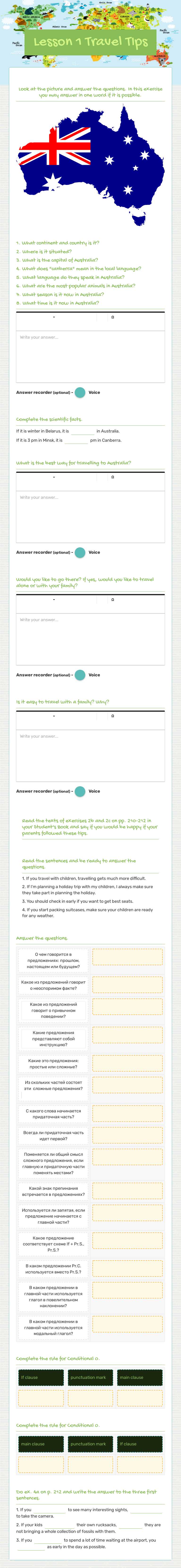 Lesson 1 Travel TIps worksheet preview image