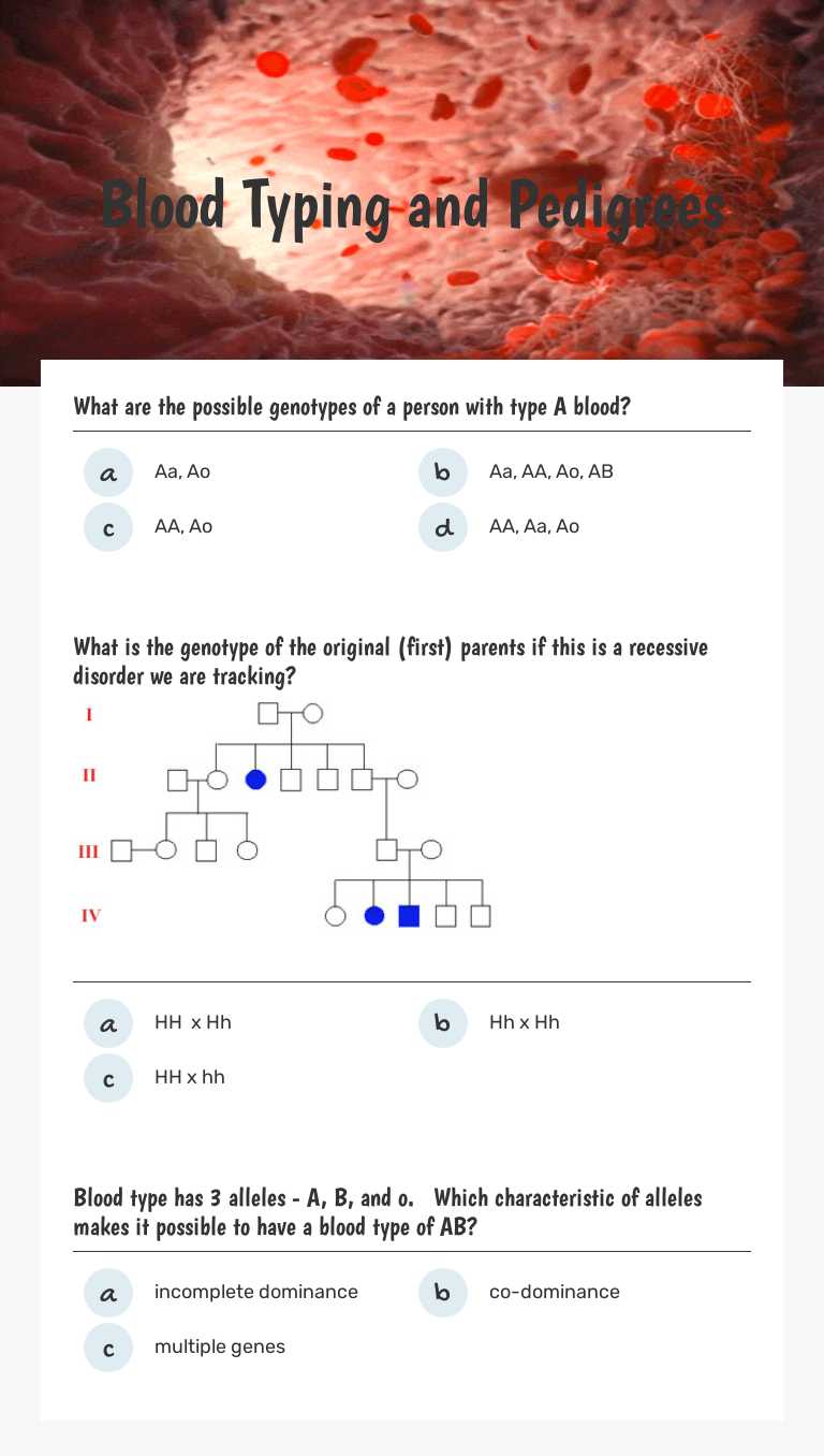 Blood Typing and Pedigrees worksheet preview image