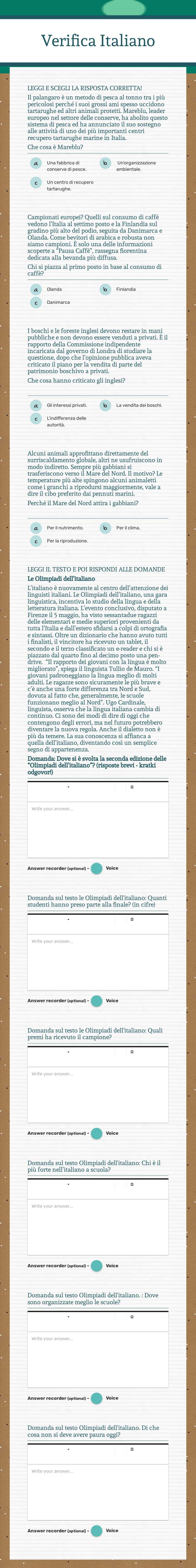 Verifica Italiano Grade 12 worksheet preview