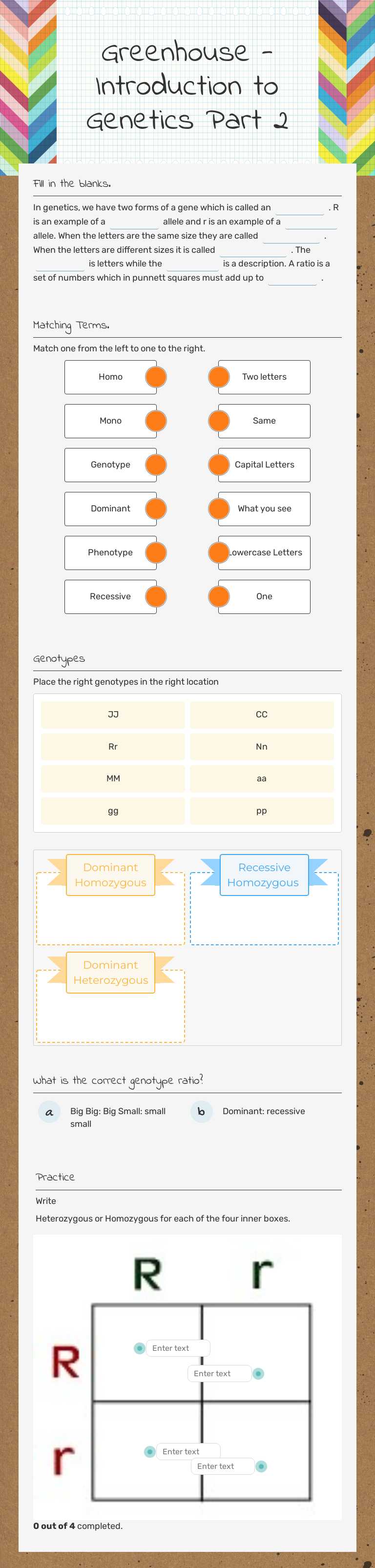 Greenhouse - Introduction to Genetics Part 2 worksheet preview image