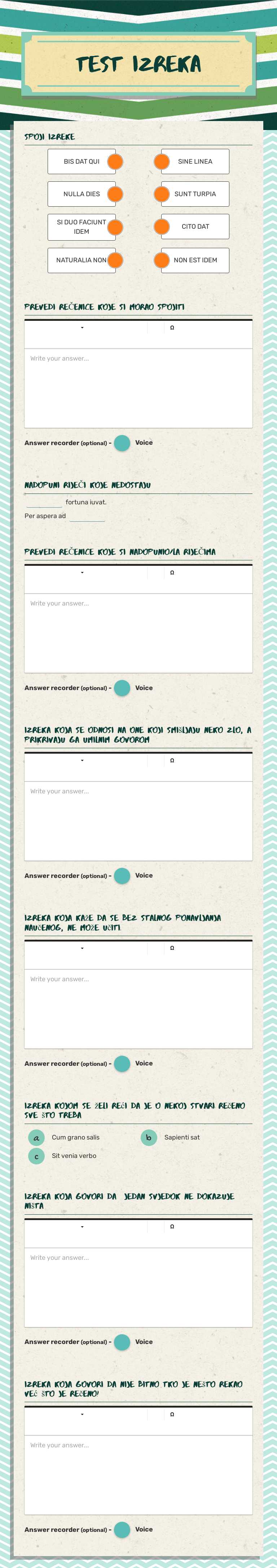 TEST IZREKA Grade 5 worksheet preview