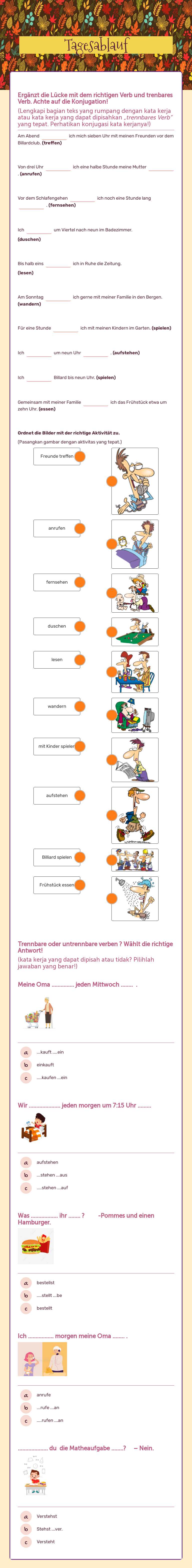 Tagesablauf worksheet preview image