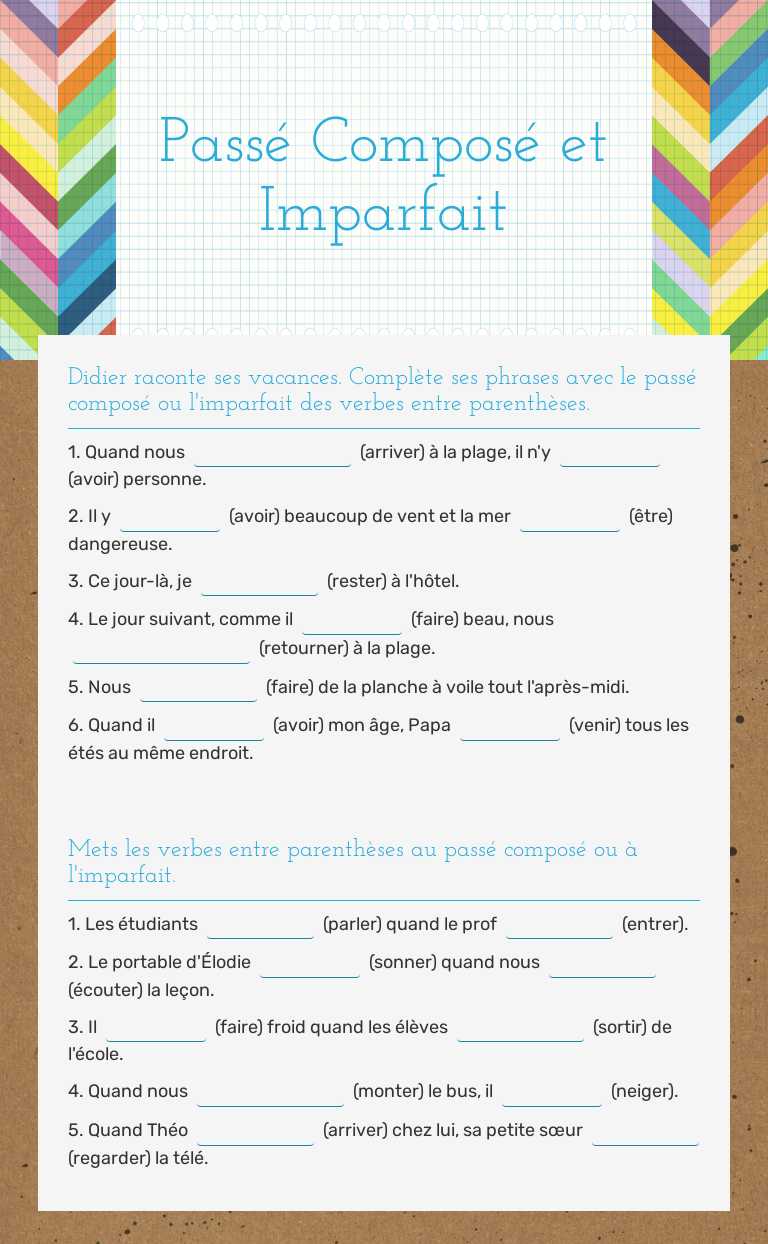 Passé Composé et Imparfait worksheet preview image