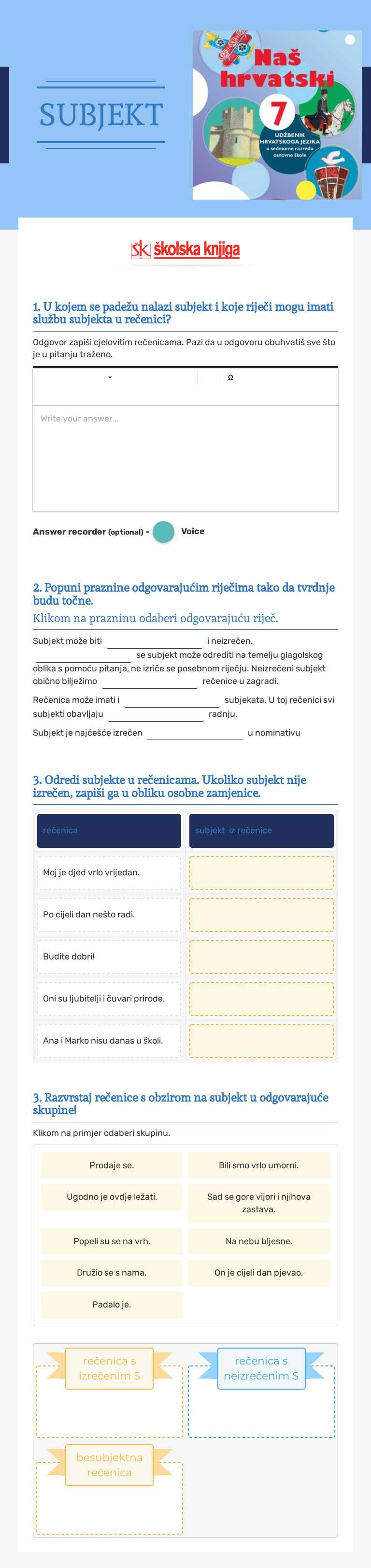 SUBJEKT Grade 7 worksheet preview