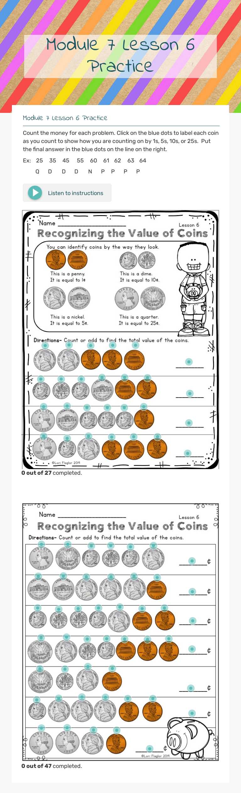 Module 7 Lesson 6 Practice worksheet preview image