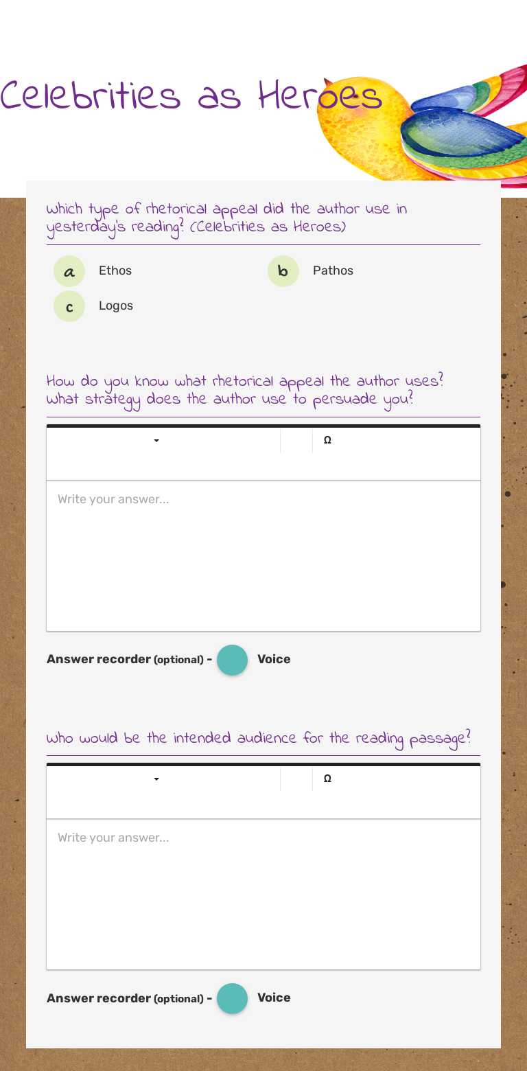 Celebrities as Heroes worksheet preview image