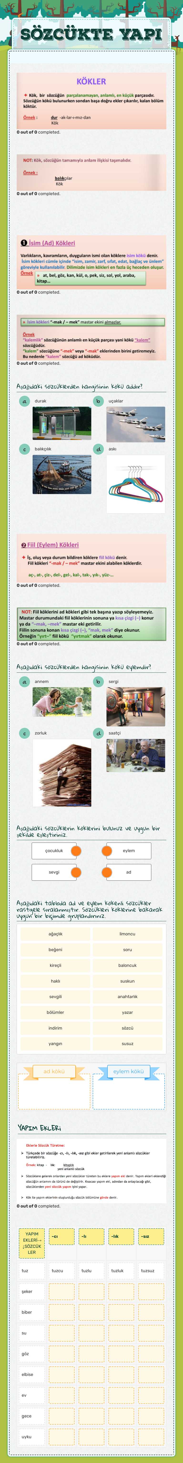 sözcükte yapI worksheet preview image
