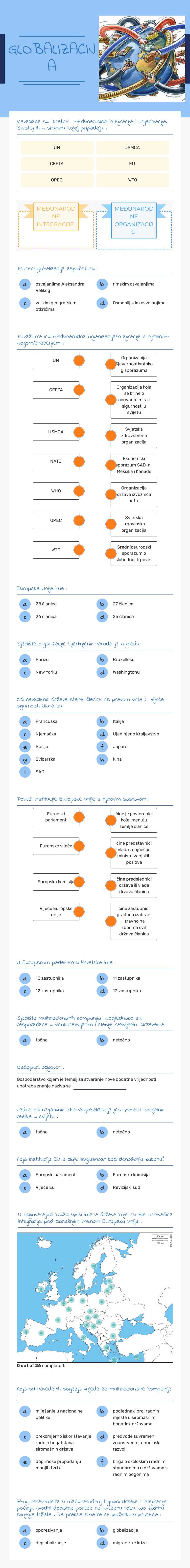 GLOBALIZACIJA worksheet preview image