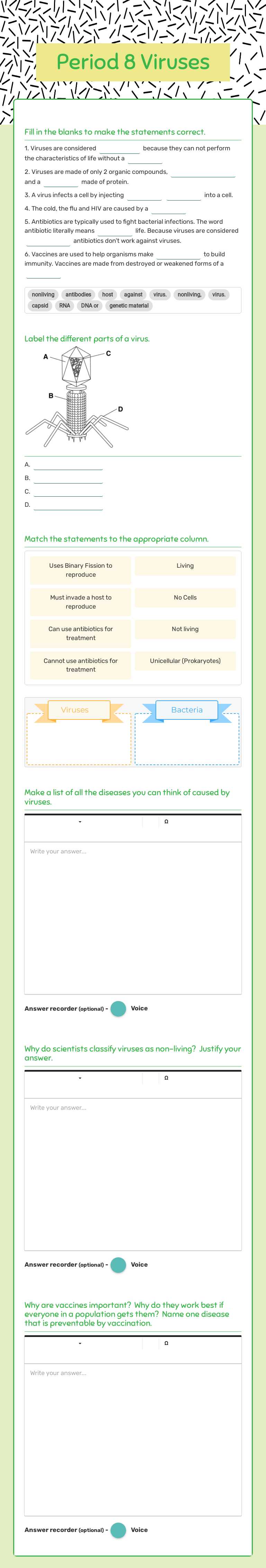 Period 8 Viruses Grade 9 worksheet preview