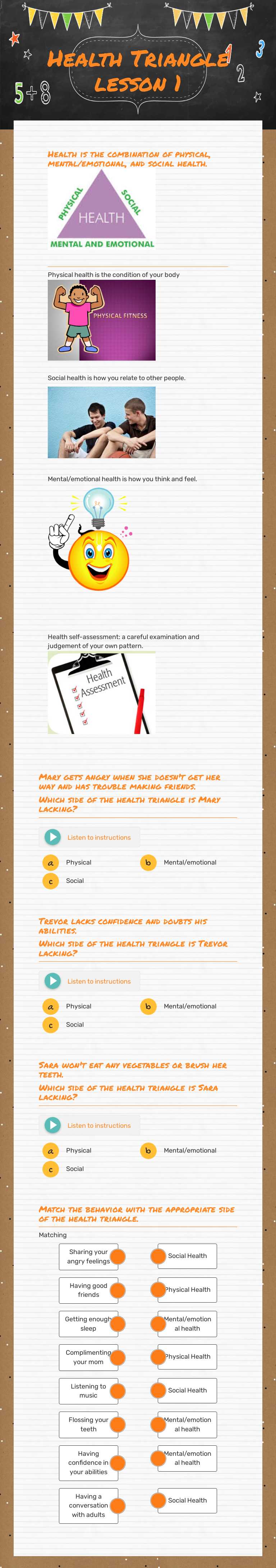 Health Triangle lesson 1 worksheet preview image