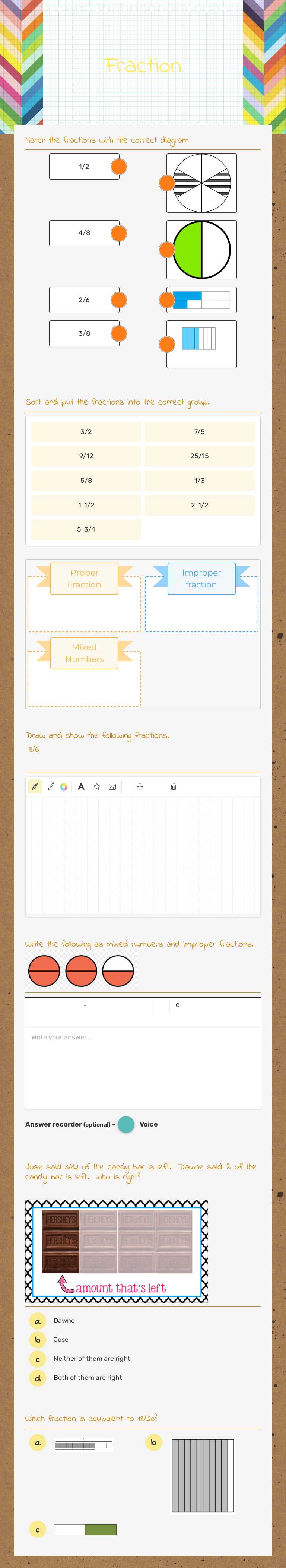 Fraction worksheet preview image