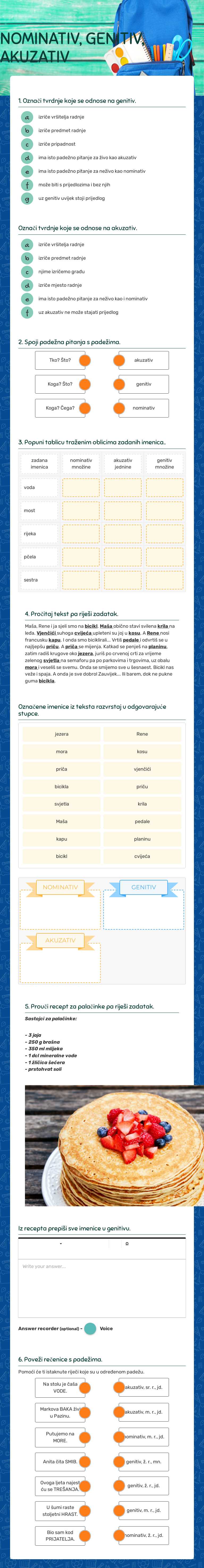 NOMINATIV, GENITIV, AKUZATIV worksheet preview image