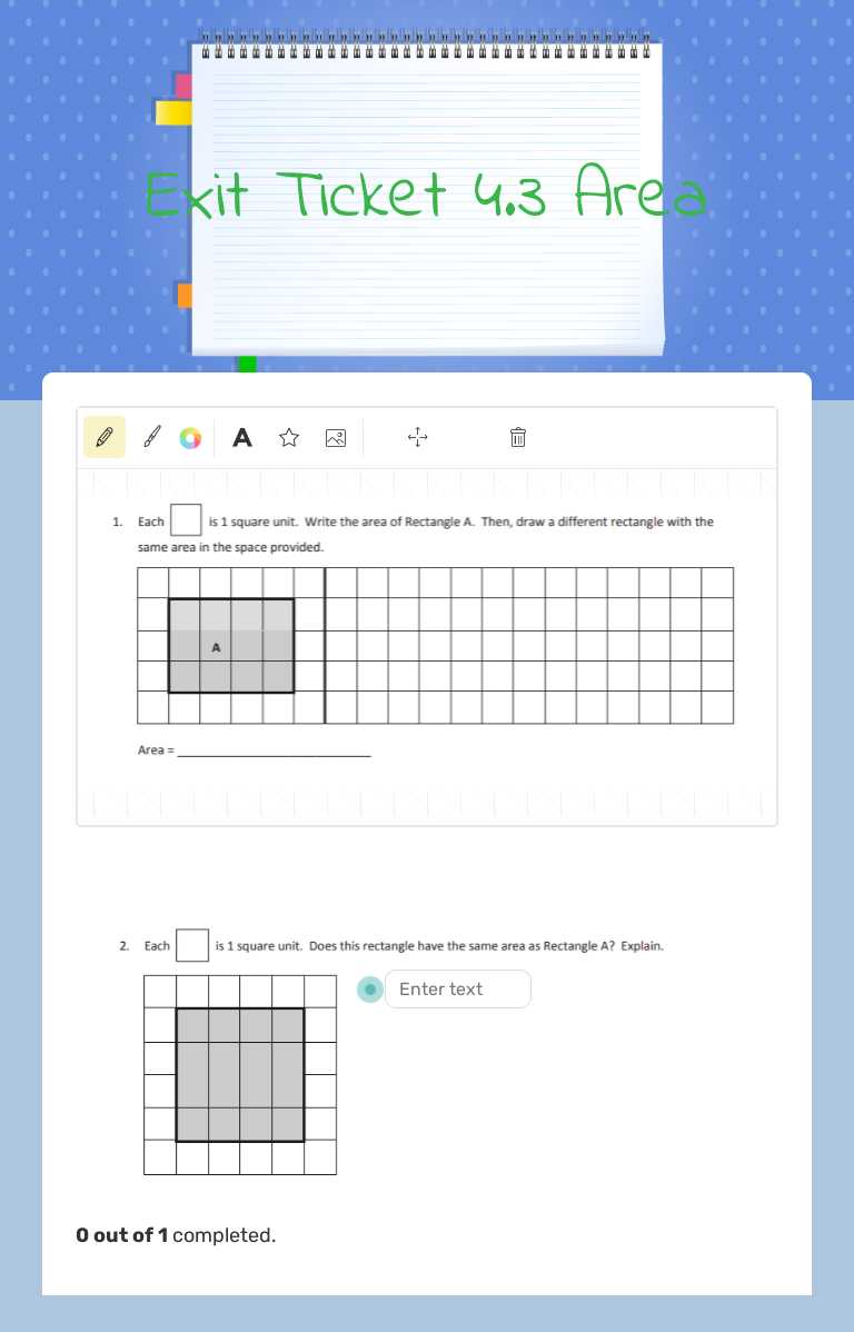 Exit Ticket 4.3 Area worksheet preview image