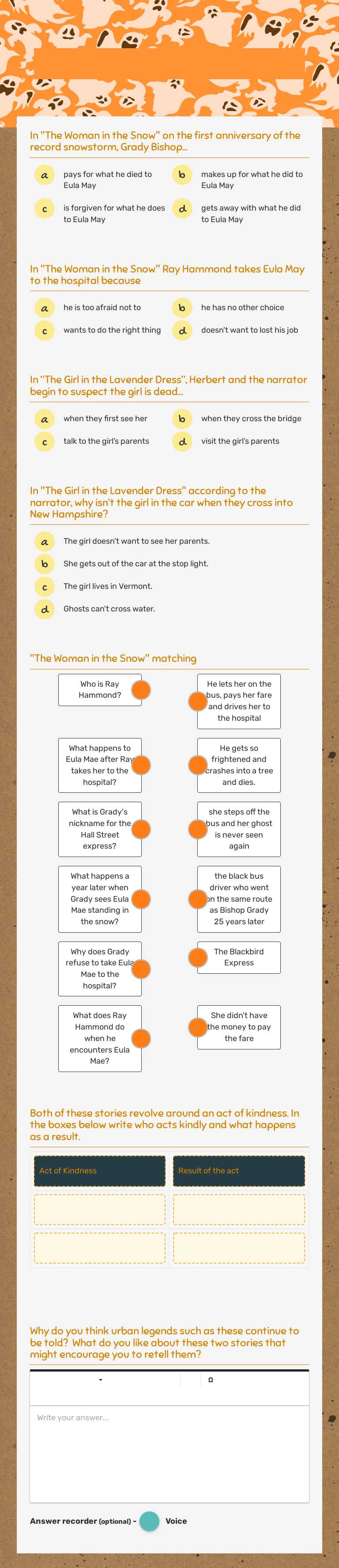 The Woman in the Snow & the Girl in the Lavender Dress worksheet preview image