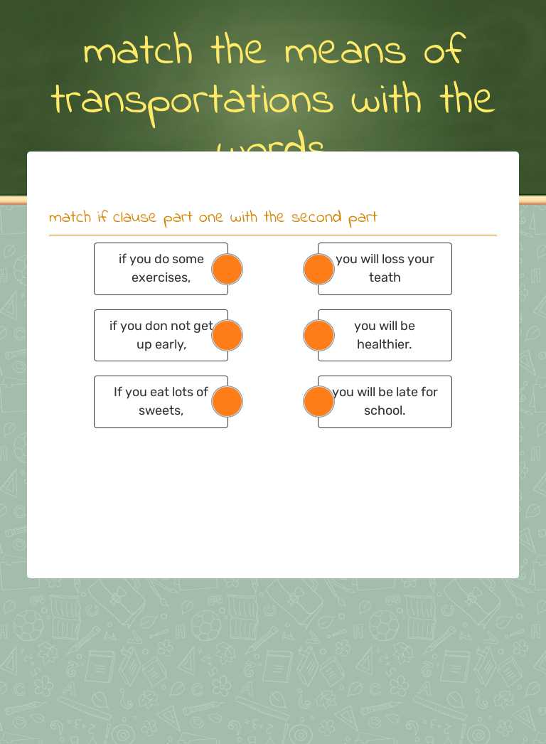 match the means of transportations with the words worksheet preview image