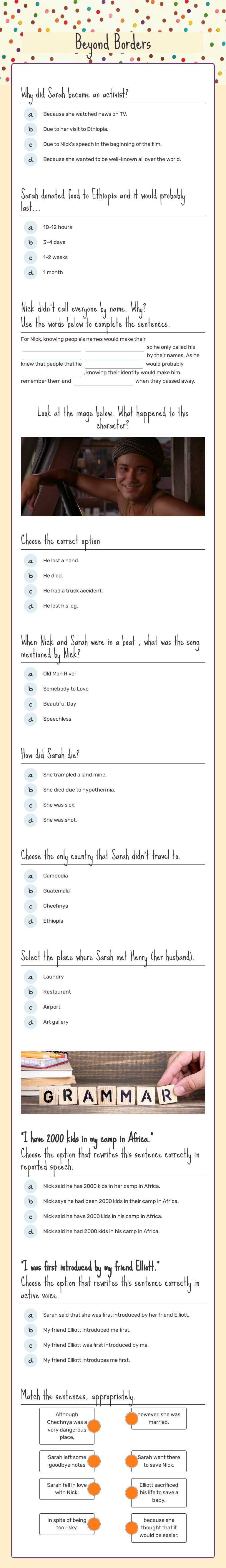 Beyond Borders worksheet preview image
